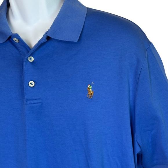 Polo Ralph Lauren Men’s Short Sleeve Polo Shirt XL  Blue Classic Fit Flesh Pony - Picture 1 of 8